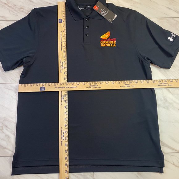 Under Armour Black Golf Polo Heat Gear Coca Cola Orange Vanilla NWT Large L - Picture 6 of 6